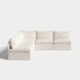 Modular Outdoor Washable 5-Seater Open-Ends Corner Sectional | Alfresco Boucle in Creme