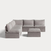Modular Outdoor Washable 5-Seater Open-Ends Corner Sectional + Ottoman | Nano Slubweave in Haze Gray