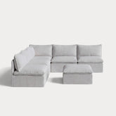 Modular Outdoor Washable 5-Seater Open-Ends Corner Sectional + Ottoman | Nano Slubweave in Mist