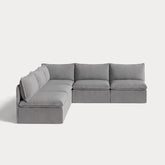 Modular Outdoor Washable 5-Seater Open-Ends Corner Sectional | Classic Canvas in Stone Gray
