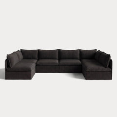 Modular Outdoor Washable 6-Seater Open-Ends U-Sectional | Classic Canvas in Charcoal