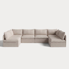 Modular Outdoor Washable 6-Seater Open-Ends U-Sectional | Classic Canvas in Sand