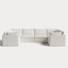 Modular Outdoor Washable 6-Seater U-Sectional | Classic Canvas in Cloud