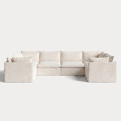 Modular Outdoor Washable 6-Seater U-Sectional | Alfresco Boucle in Creme
