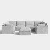 Modular Outdoor Washable 6-Seater U-Sectional + Ottoman | Nano Slubweave in Mist