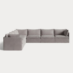 Modular Outdoor Washable 7-Seater Corner Sectional | Nano Slubweave in Haze Gray