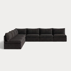 Modular Outdoor Washable 7-Seater Open-Ends Corner Sectional | Classic Canvas in Charcoal