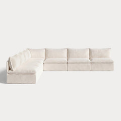 Modular Outdoor Washable 7-Seater Open-Ends Corner Sectional | Alfresco Boucle in Creme