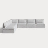 Modular Outdoor Washable 7-Seater Open-Ends Corner Sectional | Nano Slubweave in Mist