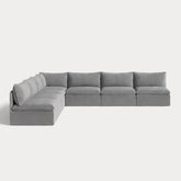 Modular Outdoor Washable 7-Seater Open-Ends Corner Sectional | Classic Canvas in Stone Gray