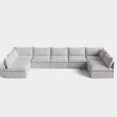 Modular Outdoor Washable 7-Seater Open-Ends U-Sectional | Nano Slubweave in Mist