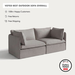 Modular Outdoor Washable 2-Seater | Nano Slubweave in Haze Gray