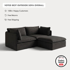 Modular Outdoor Washable 2-Seater Sectional | Classic Canvas in Charcoal