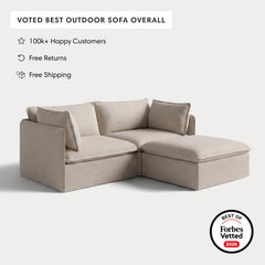Modular Outdoor Washable 2-Seater Sectional | Classic Canvas in Sand