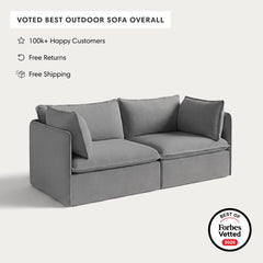 Modular Outdoor Washable 2-Seater | Classic Canvas in Stone Gray
