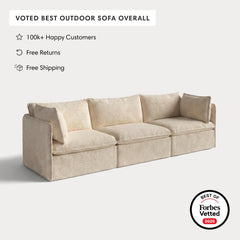 Modular Outdoor Washable 3-Seater | Alfresco Boucle in Cashew