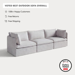 Modular Outdoor Washable 3-Seater | Nano Slubweave in Mist