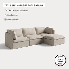 Modular Outdoor Washable 3-Seater Sectional | Classic Canvas in Sand