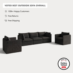 Modular Outdoor Washable 3-Seater Sofa + Armchair Set | Classic Canvas in Charcoal
