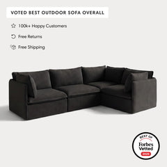 Modular Outdoor Washable 4-Seater Corner Sectional | Classic Canvas in Charcoal