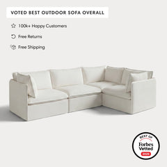 Modular Outdoor Washable 4-Seater Corner Sectional | Classic Canvas in Cloud