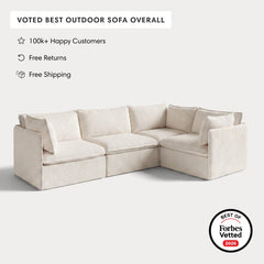 Modular Outdoor Washable 4-Seater Corner Sectional | Alfresco Boucle in Creme