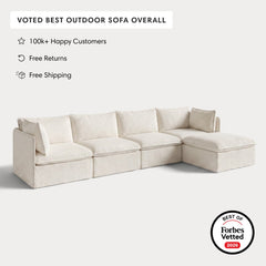 Modular Outdoor Washable 4-Seater Sectional | Alfresco Boucle in Creme