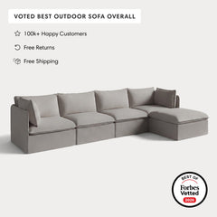 Modular Outdoor Washable 4-Seater Sectional | Nano Slubweave in Haze Gray