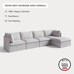 Modular Outdoor Washable 4-Seater Sectional | Nano Slubweave in Mist