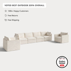 Modular Outdoor Washable 4-Seater Sofa + Armchair Set | Alfresco Boucle in Creme