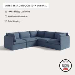 Modular Outdoor Washable 5-Seater Corner Sectional | Classic Canvas in Ocean