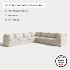 Modular Outdoor Washable 7-Seater Corner Sectional | Nano Slubweave in Chai