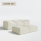 All-Season Outdoor Protective Cover Set for Washable 3-Seater + Bench Ottoman