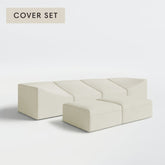 All-Season Outdoor Protective Cover Set for Washable 4-Seater + Bench Ottoman