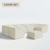 All-Season Outdoor Protective Cover Set for Washable 6-Seater Open-Ends U-Sectional + Ottoman
