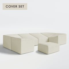 All-Season Outdoor Protective Cover Set for Washable 6-Seater U-Sectional + Ottoman