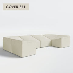 All-Season Outdoor Protective Cover Set for Washable 6-Seater U-Sectional