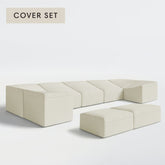 All-Season Outdoor Protective Cover Set for Washable 7-Seater U-Sectional + Bench Ottoman