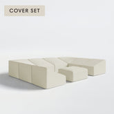 All-Season Outdoor Protective Cover Set for Washable 8-Seater Open-Ends U-Sectional + Ottoman