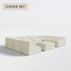 All-Season Outdoor Protective Cover Set for Washable 8-Seater Open-Ends U-Sectional + Ottoman