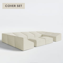 All-Season Outdoor Protective Cover Set for Washable 9-Seater Open-Ends U-Sectional + Bench Ottoman