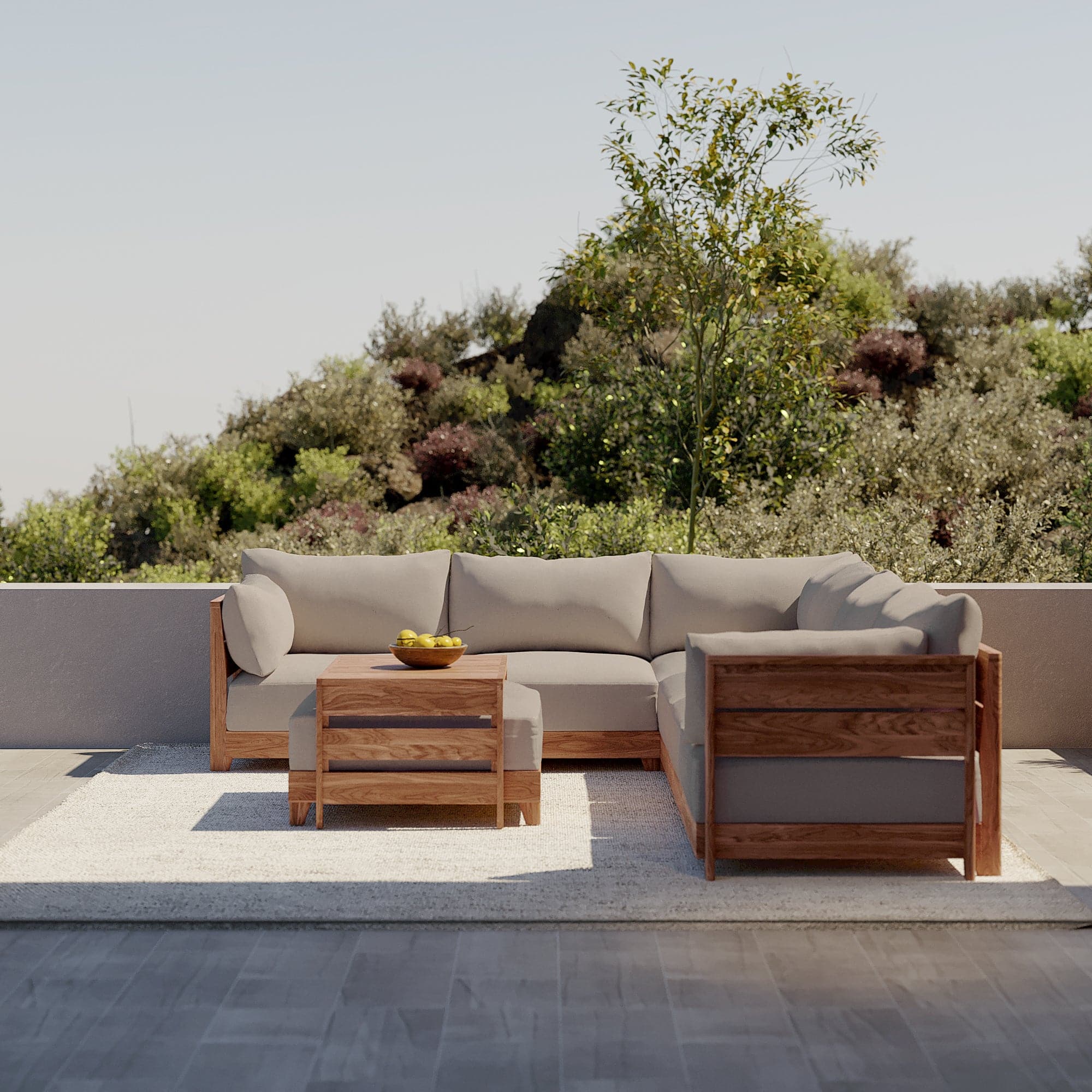 Dwell™ Modular Teak Outdoor Modular Unit - End Chair | Classic Canvas in Sand