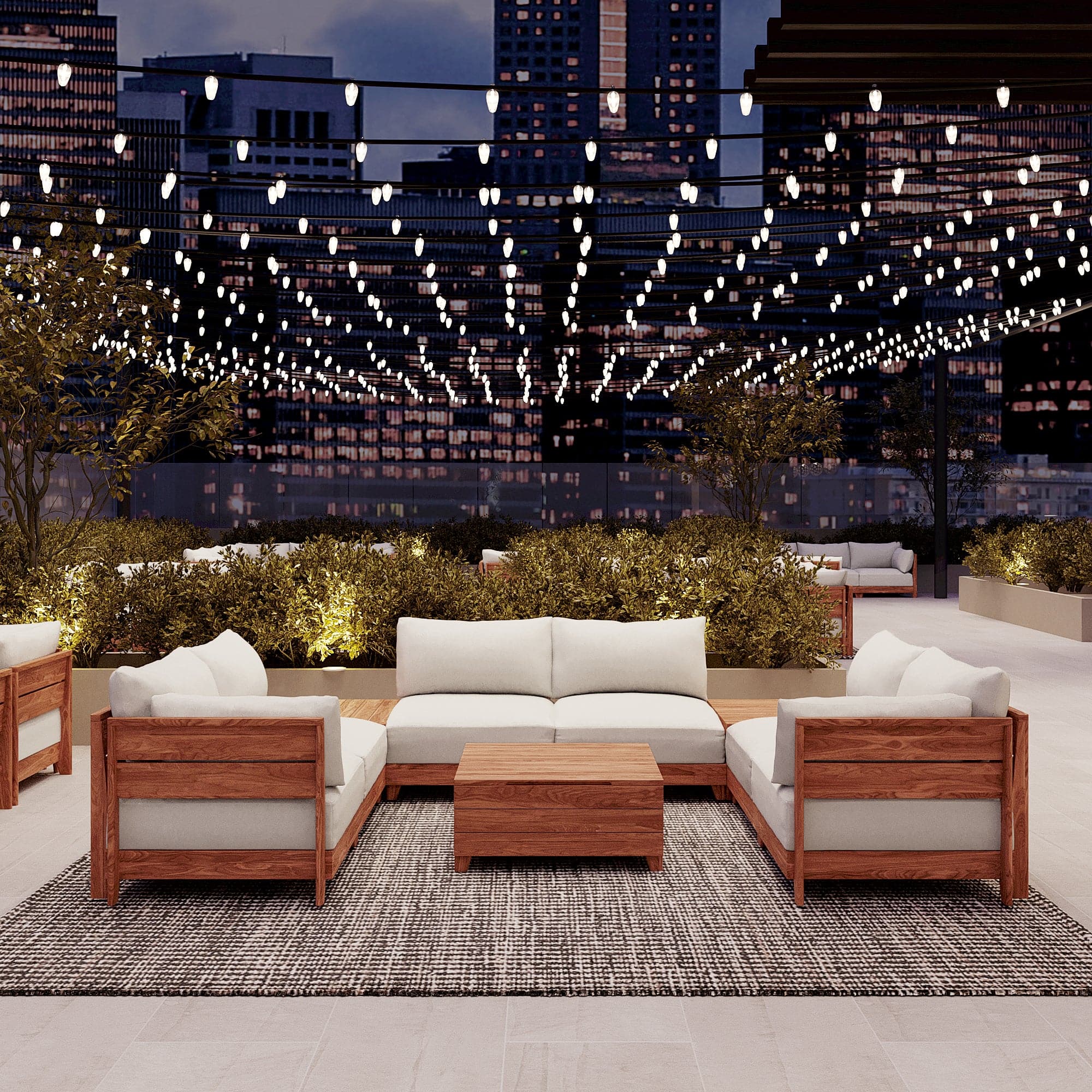 Dwell™ Modular Teak Outdoor 4-Seater U-Sectional | Classic Canvas in Cloud