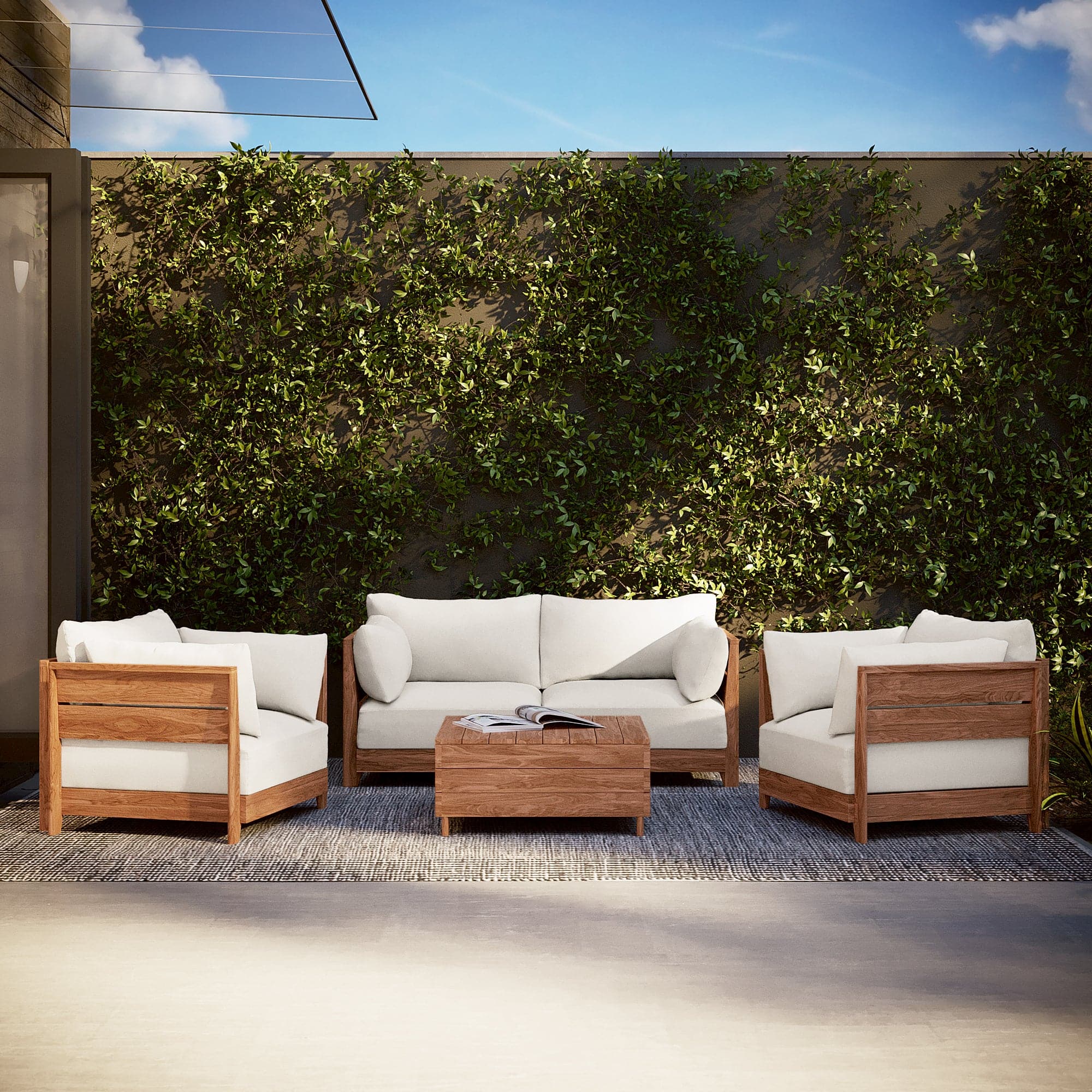 Dwell™ Modular Teak Outdoor Armchair | Classic Canvas in Cloud