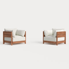 Dwell™ Modular Teak Outdoor Armchair Set | Classic Canvas in Cloud