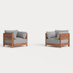 Dwell™ Modular Teak Outdoor Armchair Set | Classic Canvas in Stone Gray