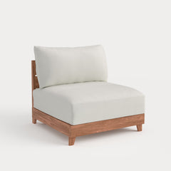 Dwell™ Modular Teak Outdoor Modular Unit - Armless Chair | Classic Canvas in Cloud