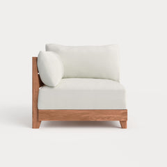 Dwell™ Modular Teak Outdoor Modular Unit - End Chair | Classic Canvas in Cloud
