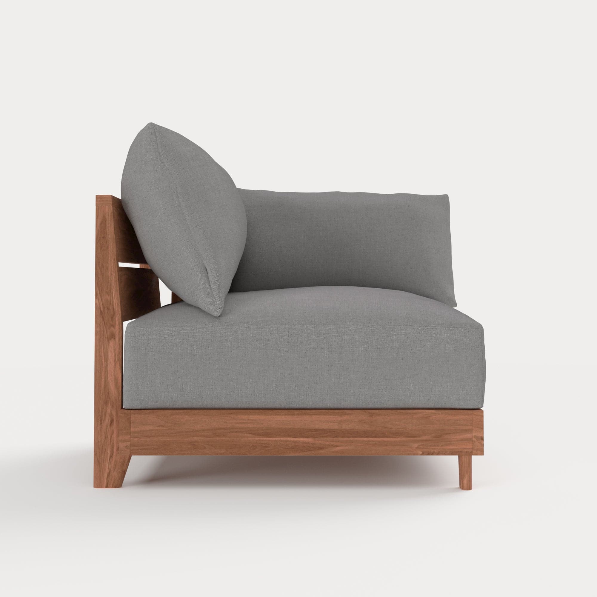 Dwell™ Modular Teak Outdoor Modular Unit - End Chair | Classic Canvas in Stone Gray