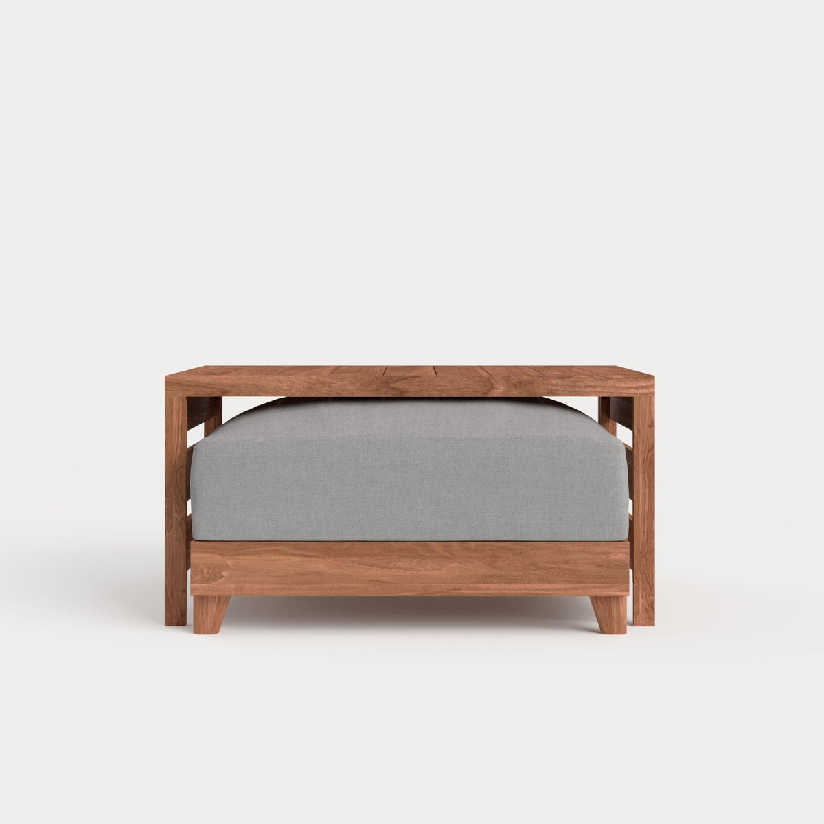 Dwell™ Modular Teak Outdoor Ottoman + Side Table | Classic Canvas in Stone Gray